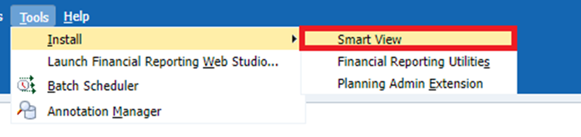 Installing Smart View from dropdown menu in EFIS